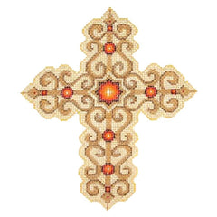 BB 2886 - Cross - Gold with Red Jewels