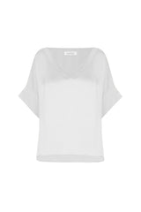 Bianca Short Sleeve Top White with V Neck