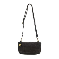 Black Straw Mini Crossbody