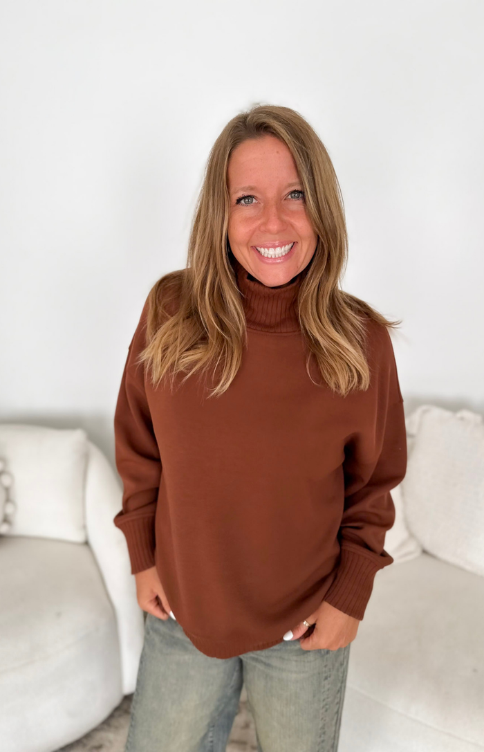 Bronze Mock Neck Pullover