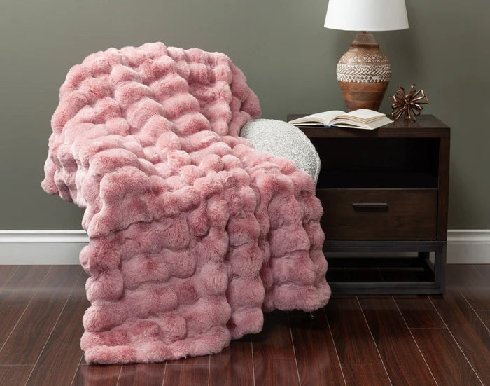 Bubble Pink Faux Fur Throw