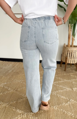 Chelsey Drawstring Wide Leg Denim Pants