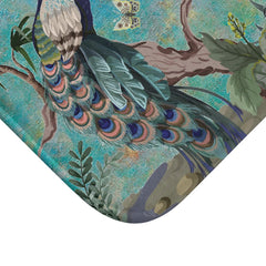 Chinoiserie Bath Mat Blue Peacock