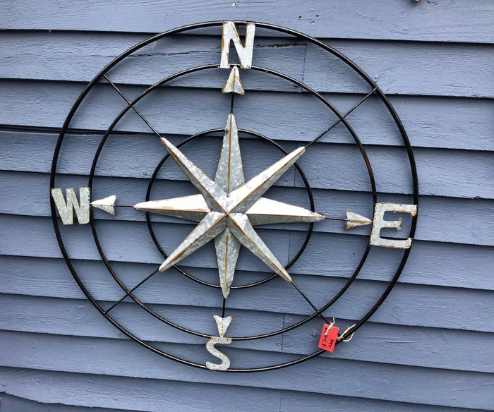 Compass - Large Metal Silver & Black