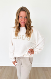 Cream/Taupe Jesus Long Sleeve Top