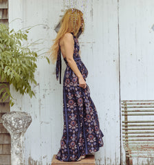 The Renee Dress - Black Floral Block Stripe