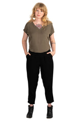 Dolman top in Olive Rayon Twill