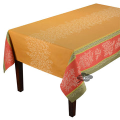 62x98" Rectangular Olive Red French Double Border French Jacquard Tablecloth by L'Ensoleillade