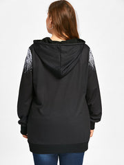Gamiss Plus Sized Skull Printed Pull Over Hoodie