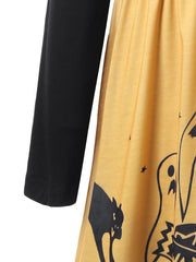 Halloween Flounced Spooky Scene Dress