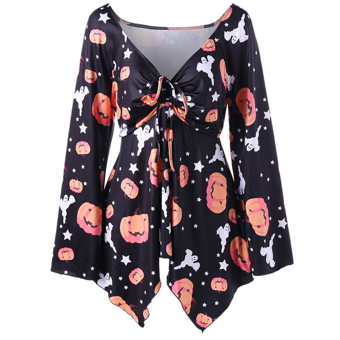 Halloween Pumpkin Print Shirt
