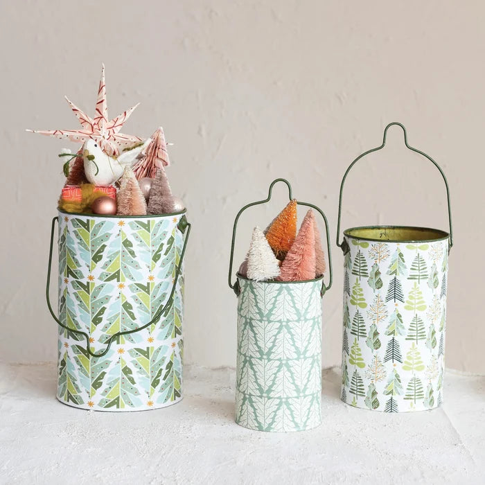 Holiday Metal Buckets Green