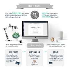 Illustrated Wedding Invitation Template Editable Invitation Corjl Digital Download
