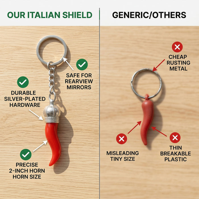 Italian Red Horn Chili Pepper with Silver Chain Keychain