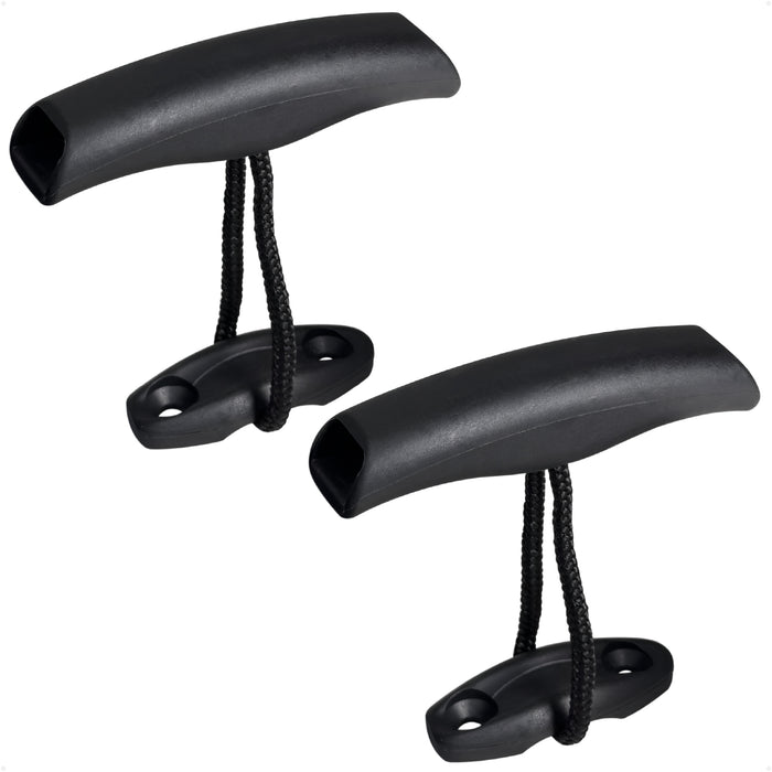Kayak Handles with Cord & Pad Eye, Black, 2-Pack - FO4864 - Five Oceans