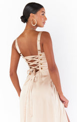 Clarissa Corset Dress ~ Champagne Luxe Satin