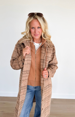 Latte Hooded Plaid Jacket