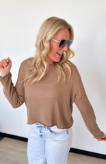 Lightweight Coffee Knit Pullover