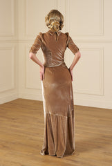 1930s Loretta Bias Gown - Champagne Silk Blend Velvet
