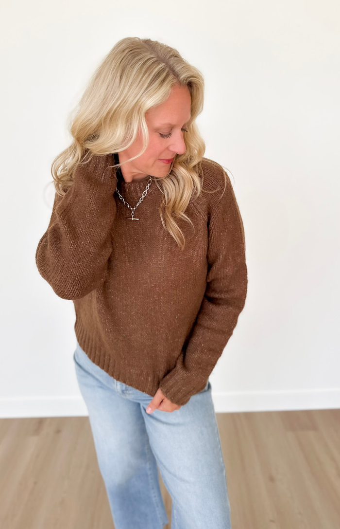 Mocha Speckled Knit Sweater