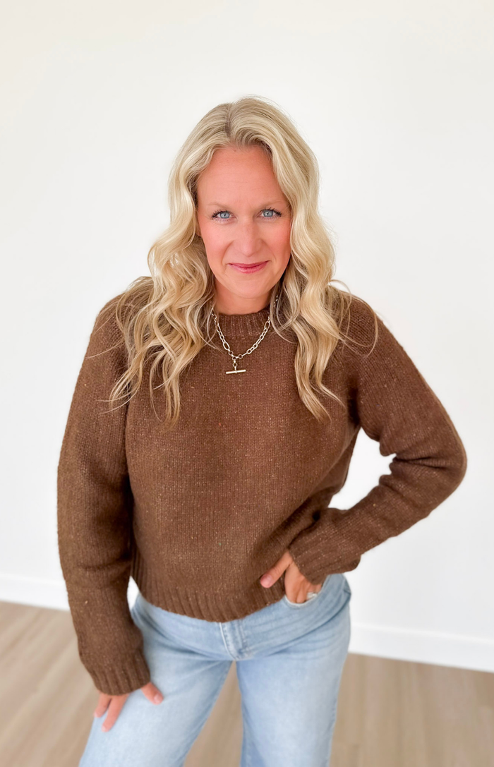 Mocha Speckled Knit Sweater
