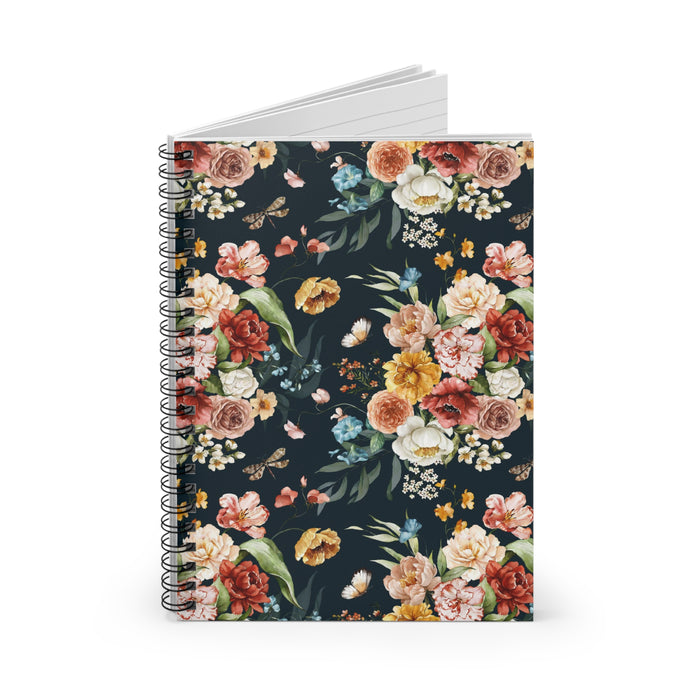 Navy Floral Spiral Notebook