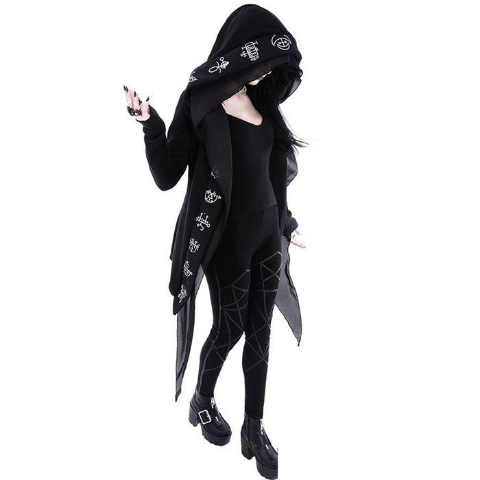 Oversized Drawstring Gothic Hoodie