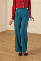 1940s Hepburn Pleated Trousers - Pacific
