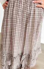 Plaid Ruffle Tiered Midi Skirt