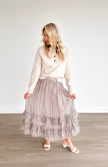 Plaid Ruffle Tiered Midi Skirt