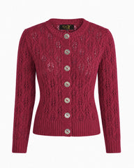 Pointelle Knit Cardigan - Framboise