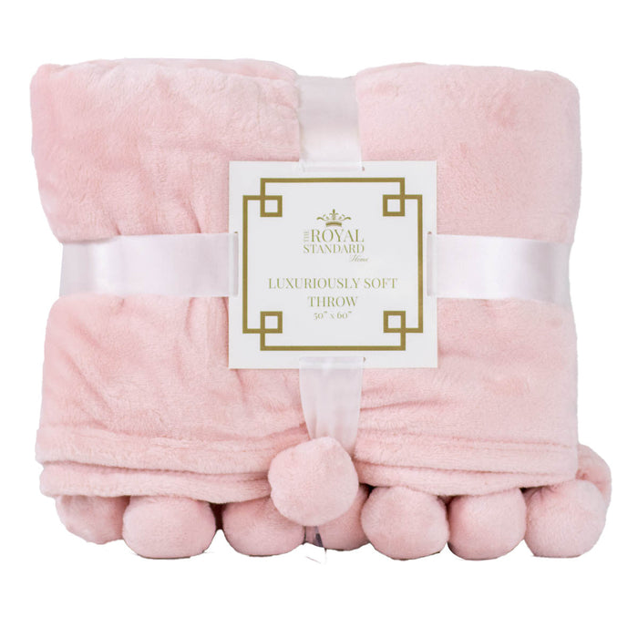 Pom pom Light Pink Blanket