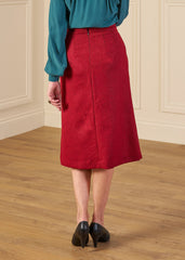 1940s Prim Pleated Skirt - Premium Ruby Wool