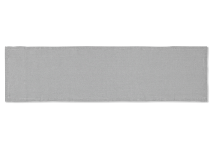 A linen table runner in the color gray