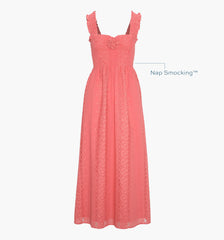 The Rosetta Nap Dress - Coral Voile Broderie