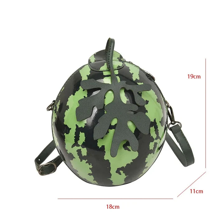 Round Watermelon/Apple Fruit Purse Shoulder Handbag