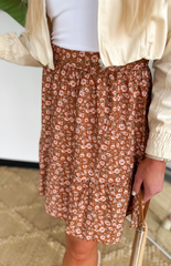 Rust/Mocha Floral Print Mini Skirt