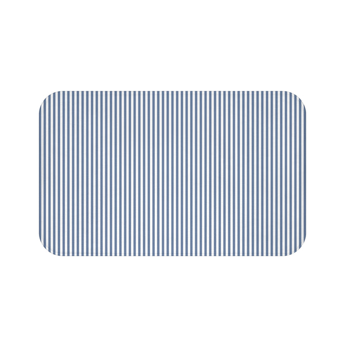 Seersucker Stripe Bath Mat Chambray Blue & White