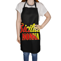 Sicilian Nonna Apron Black 27"x30"