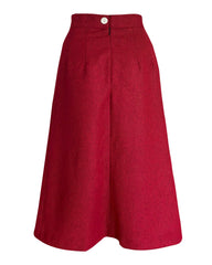 1940s Prim Pleated Skirt - Premium Ruby Wool