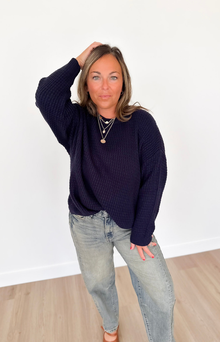 Soft Knit Navy Relaxed Sweater