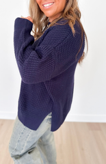 Soft Knit Navy Relaxed Sweater