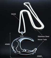 Stainless Steel Moon Cat Necklace