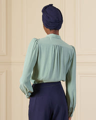 1940s Sweetheart Blouse - Duck Egg