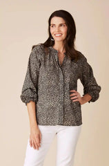 Tasha Animal Print Top Camel