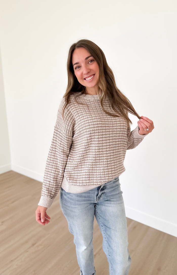 Taupe/Tan Striped Knit Sweater