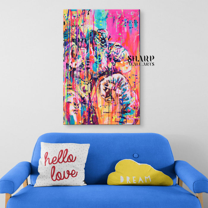 Thinking Monkey Abstract Canvas Wall Art
