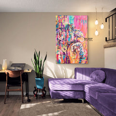 Thinking Monkey Abstract Canvas Wall Art
