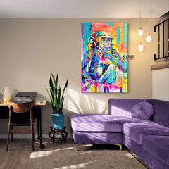 Thinking Monkey Colorful Canvas Wall Art