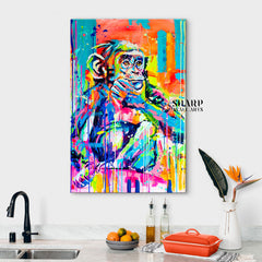 Thinking Monkey Colorful Canvas Wall Art
